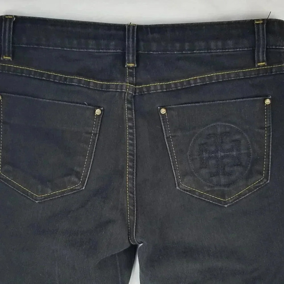 Tory Burch Women's Black Denim Embroidered Jeans M - Picture 2 of 9